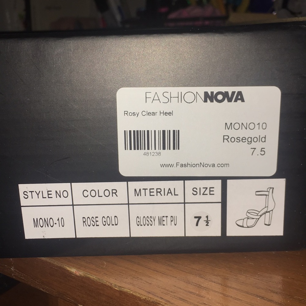Fashion Nova rose gold clear heel heels
